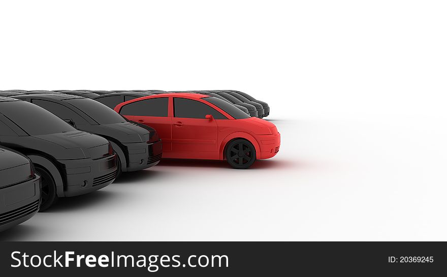 Render of many car on white background. Render of many car on white background