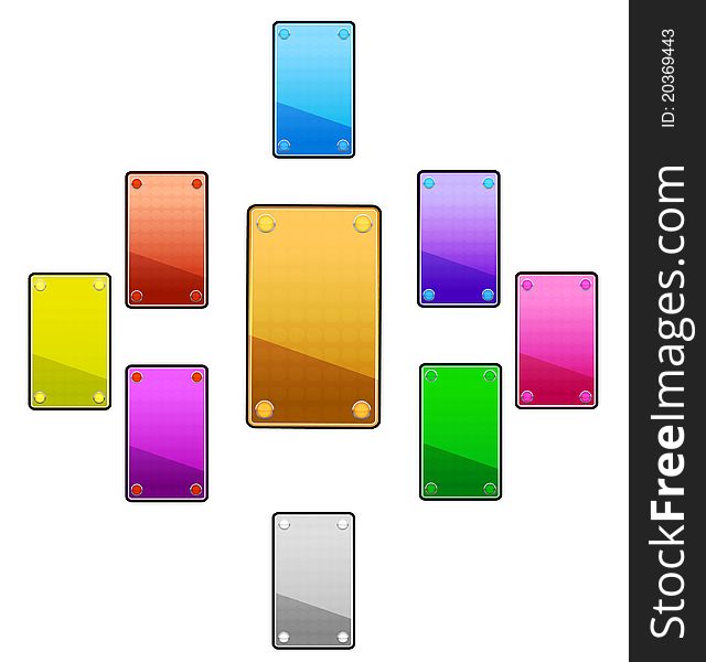 Web Colored Business Card Set Isolated