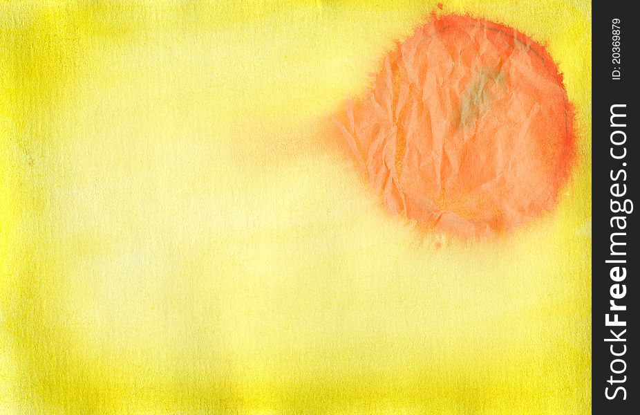 Yellow watercolor background with orange circle