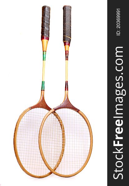 Color photo of badminton racquets