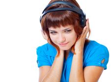 Teen-girl Listen To Music In Headphones Stock Photography Teen-girl Listen To Music In Headphones Stock Photography
