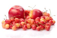 Ripe Cherry, Apple And Nectarine Stock Image Ripe Cherry, Apple And Nectarine Stock Image
