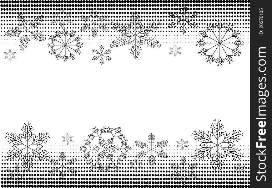 Christmas banner BW with snowflakes, halftone. Christmas banner BW with snowflakes, halftone