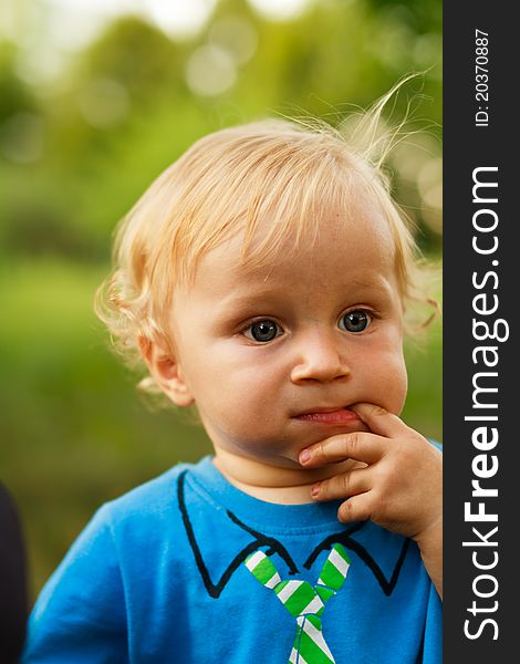 Thoughtful Little Boy Portrait