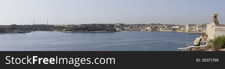 A panoramic view of the Grand Harbour in Valletta, Malta. A panoramic view of the Grand Harbour in Valletta, Malta