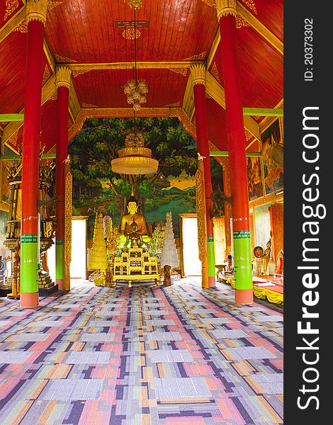 Interior of Buddhism church,Wat Don Kaew