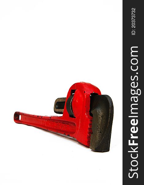 Red wrench to open and close the pipe. Red wrench to open and close the pipe