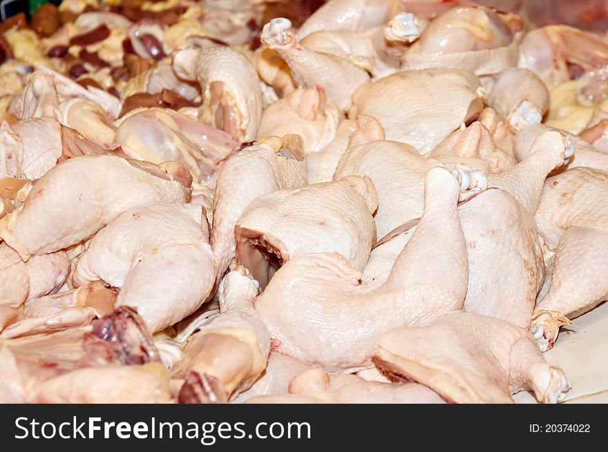 Raw chicken cuts for sale in farmer's market