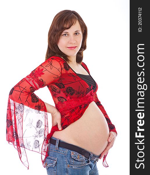 Image of pregnant woman with her hands on her belly