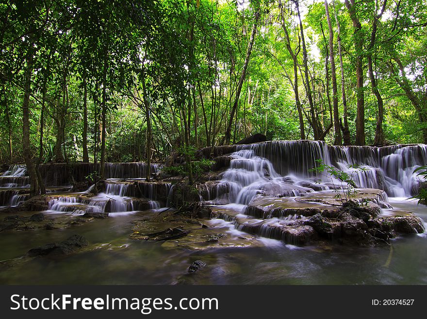 Huay mae ka min Waterfall in Nakorn Nayok of Thailand