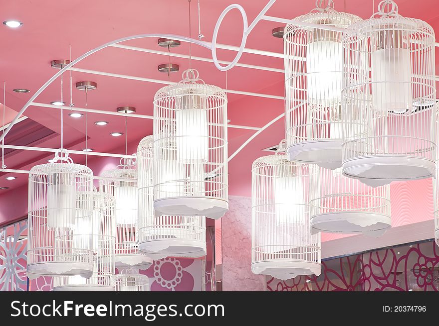Bird cage lamp decorate in home