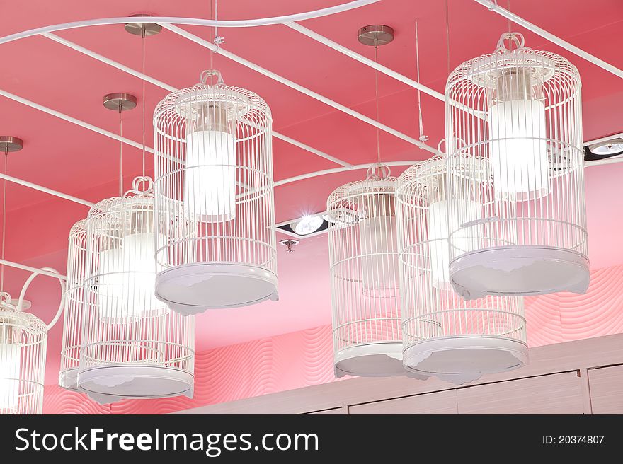 Bird cage lamp decorate in home