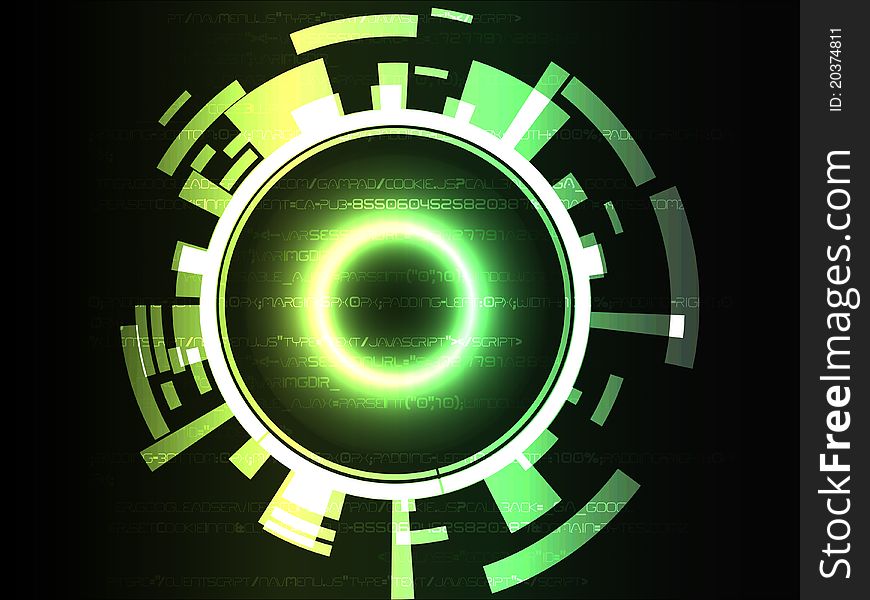 Abstract technical background with a green circles. Abstract technical background with a green circles
