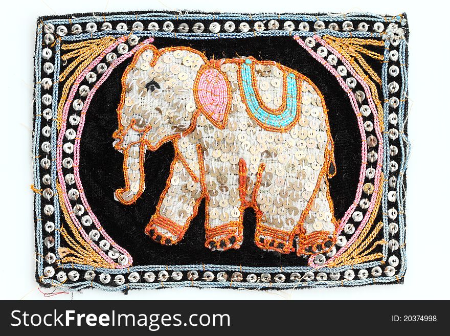 Elephant embroidered ,handmade native thai style cloth