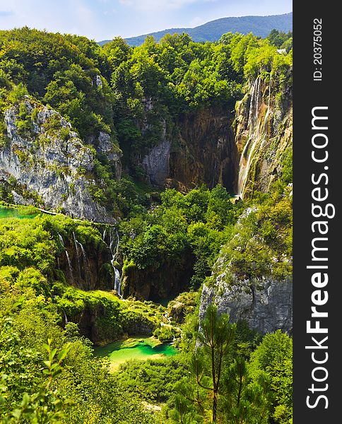 Plitvice lakes in Croatia - nature travel background