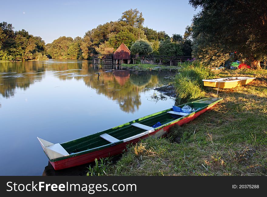 Small Danube in Slovakia with watermill.