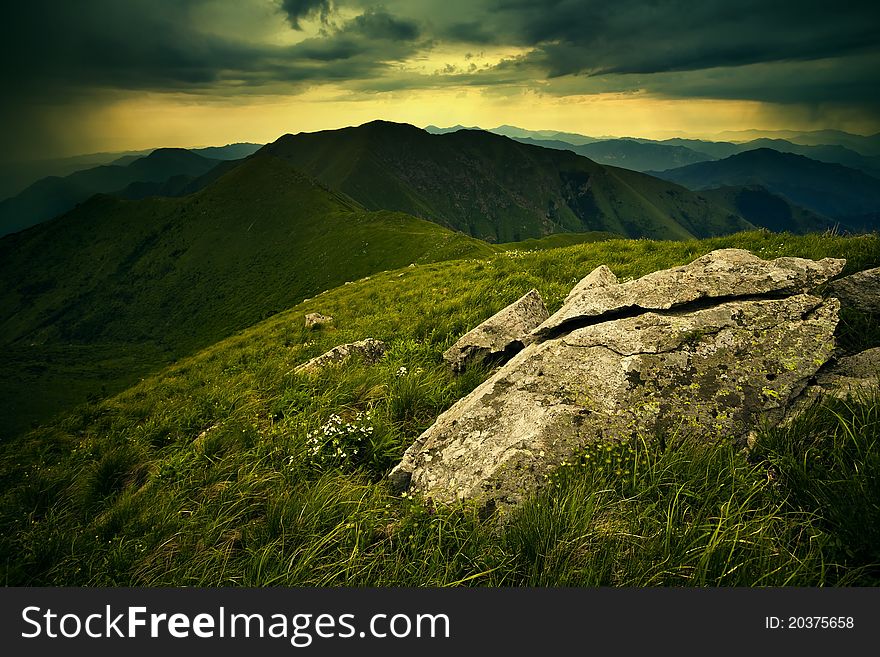 Sunset in the mountains