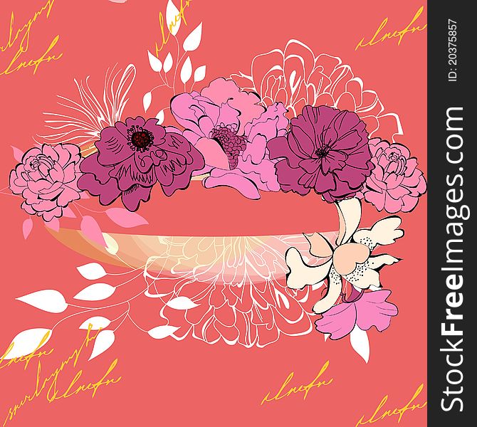 Template for decorative card with flowers. Template for decorative card with flowers