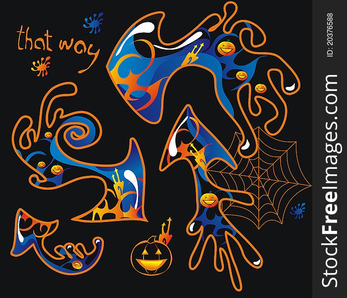 Design arrows with symbolics Halloween. Design arrows with symbolics Halloween