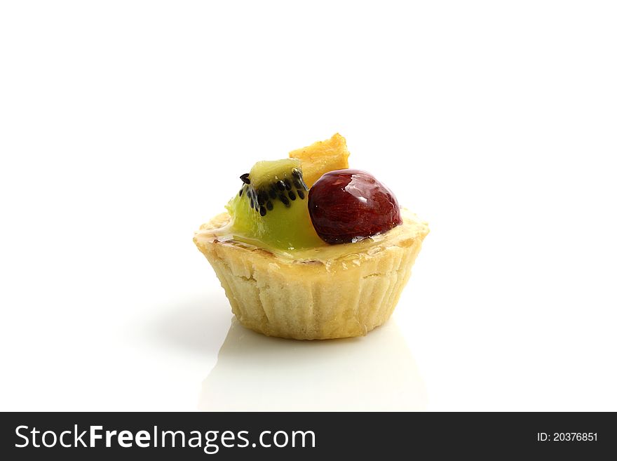 Mini fruit tart isolated in white background