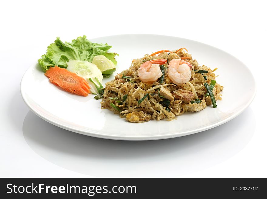 Thai food padthai in white background