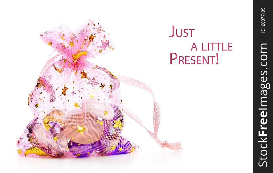 A bag with gifts. Isolated on a white background