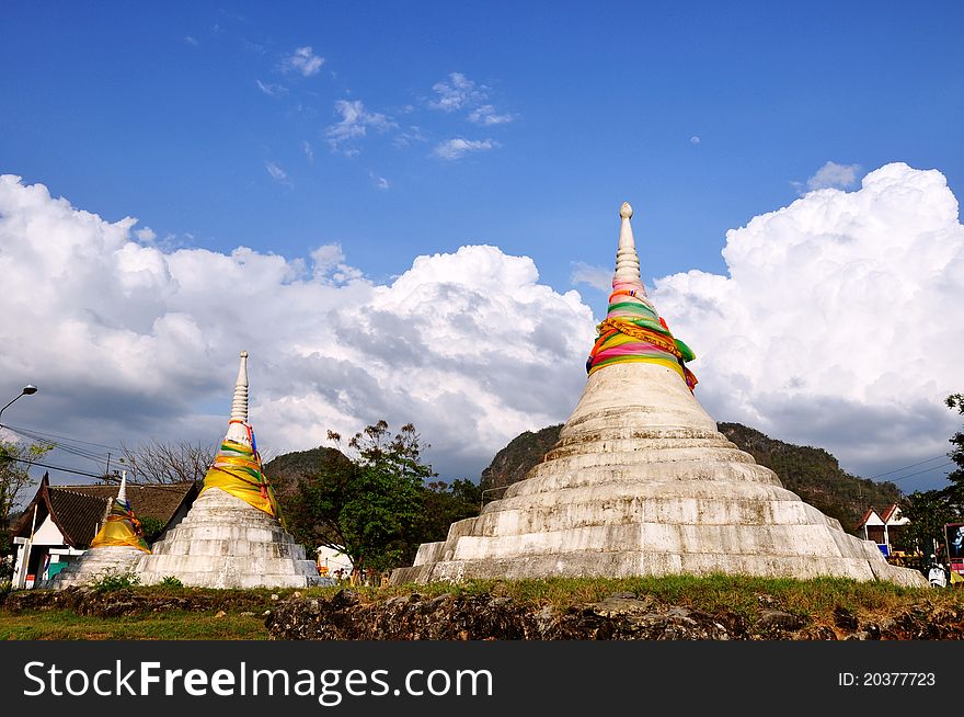 Pagodas Three In Kanchanaburi, Thailand