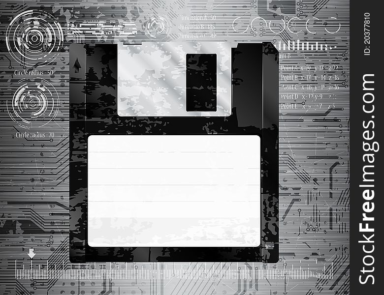 Old floppy disk on grungy background. Eps10 layered vector file. Old floppy disk on grungy background. Eps10 layered vector file.