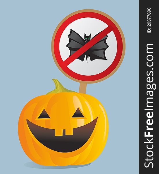 Halloween pumpkin with the prohibitory sign