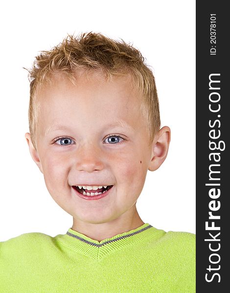 Portrait of a happy young boy - isolated over white background. Portrait of a happy young boy - isolated over white background