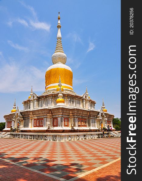 White pagoda Identity  in Maha Sarakham Thailand. White pagoda Identity  in Maha Sarakham Thailand