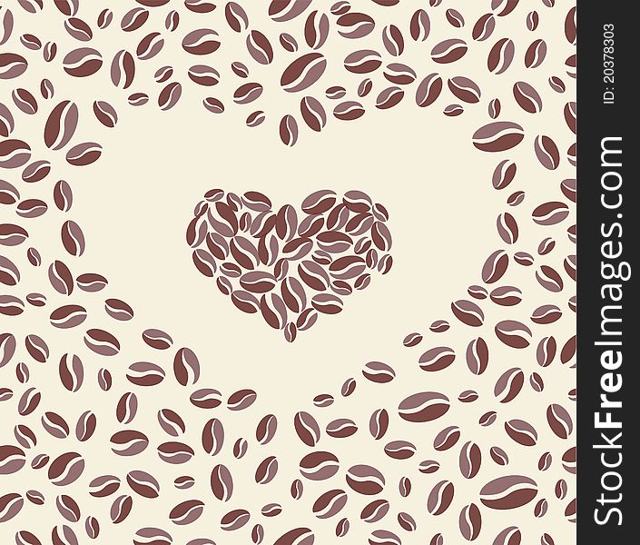 Vector Coffee bean heart background