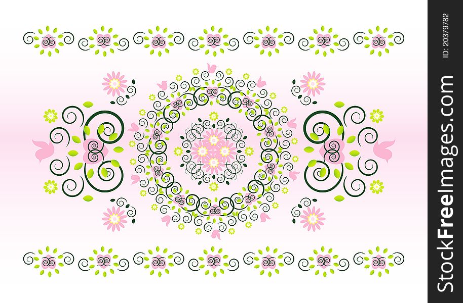 Horizontal ornament with flower and curl