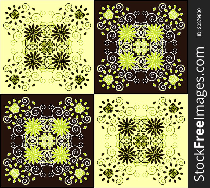 Decorative square background with flower