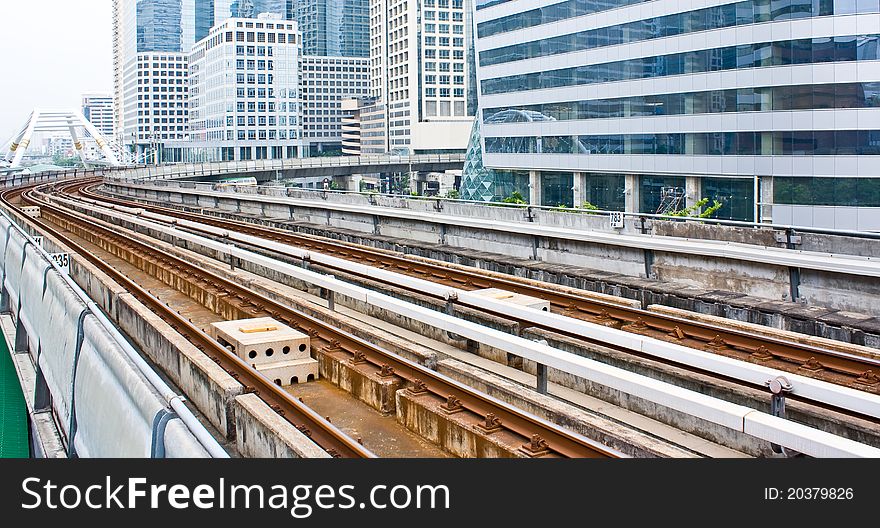 Sky train railway line in Bangkok