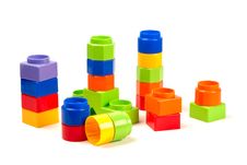 Plastic Building Blocks Isolated On White Stock Images