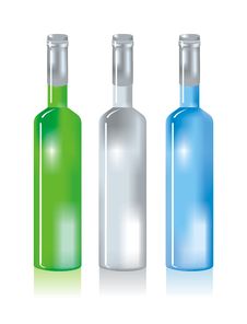 Three Glass Bottles Royalty Free Stock Photography Three Glass Bottles Royalty Free Stock Photography
