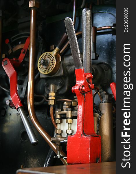 Brakes and machinery of a steam train. Brakes and machinery of a steam train