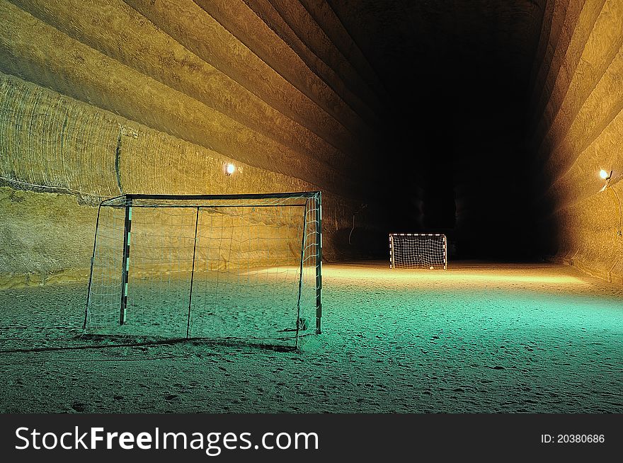 Football area underground in a salt mine (big hall).