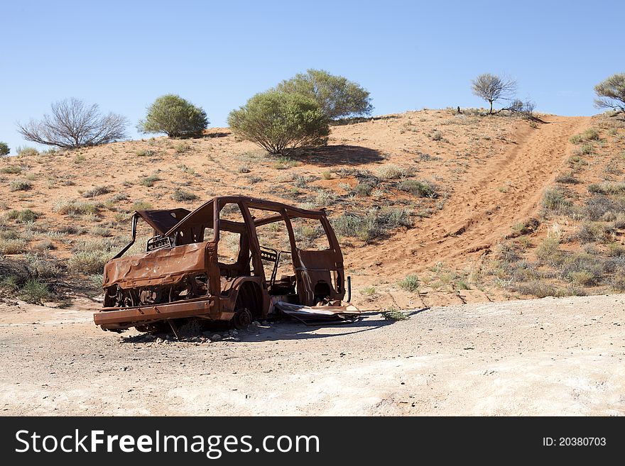 Old car in desrt