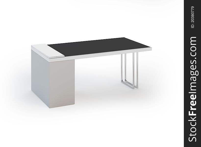 Contemporary Office Stainless Steel Table on White Background. Contemporary Office Stainless Steel Table on White Background