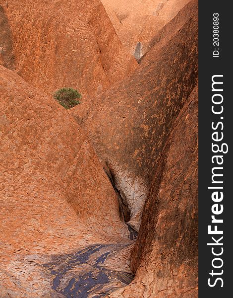 Red Stone Wall And Desert