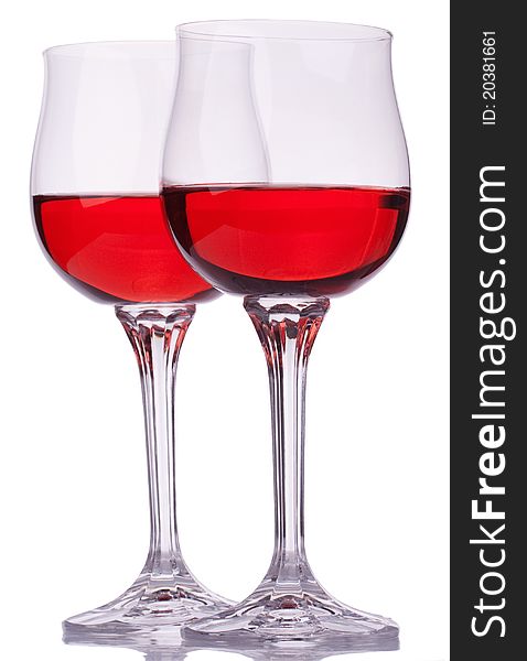 Two red vine glasses isolated on white. Two red vine glasses isolated on white