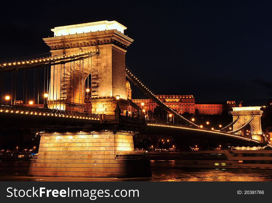 Szechenyi Chain bridge in night,Budapest