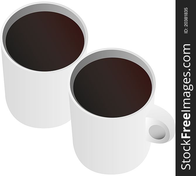 Black, hot italian espresso in a big mug