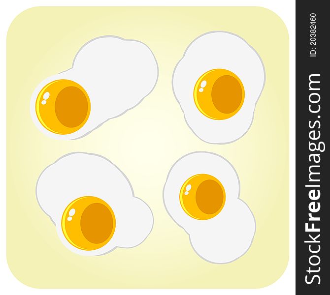 Four fried eggs on a plate vector illustration