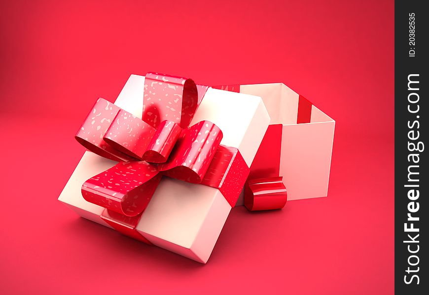 Opened pink gift box with pink background- 3D rendered