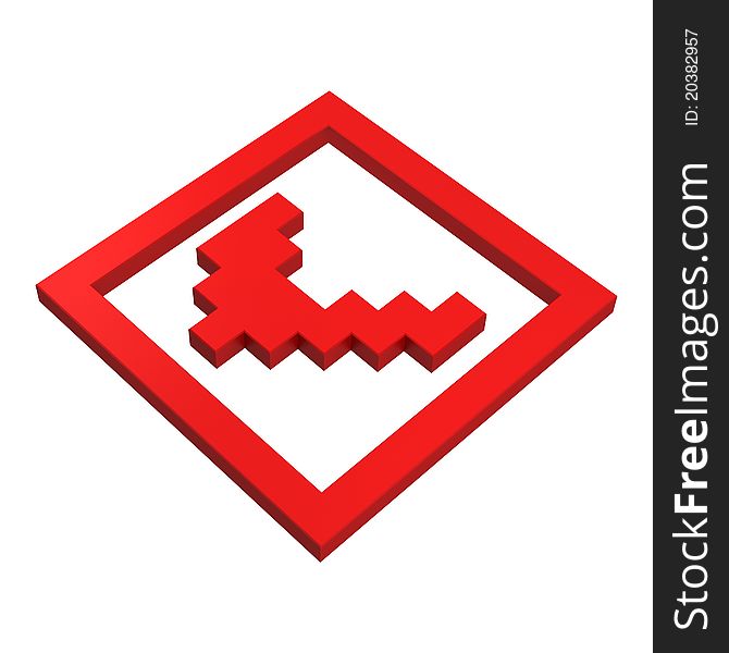 3d checkbox pixel icon red illustration