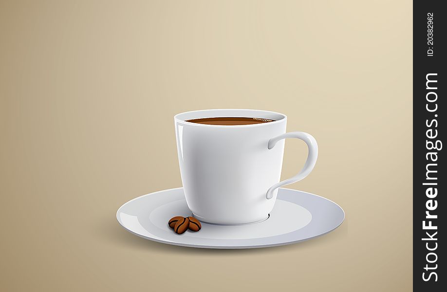 Cup and saucer on white background