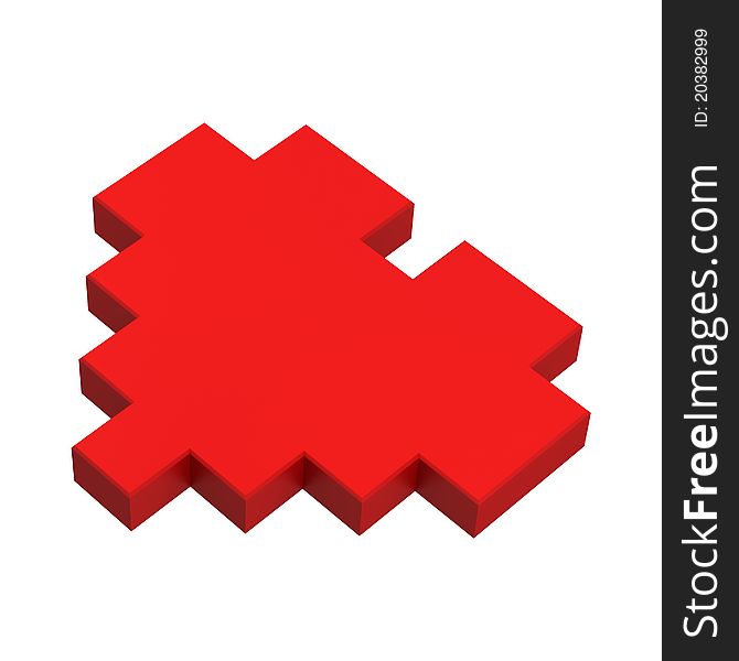 3d heart pixel icon red illustration